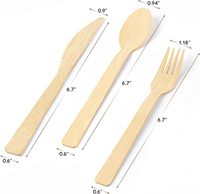 Ensemble de couverts en bambou 100% naturel écologique avec fourchette, cuillère et couteau, adapté aux restaurants, pique-niques et repas éco-responsables