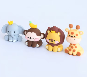 Figurines en plastique PVC souples au toucher caoutchouté, petits animaux OEM : tigre, lion, éléphant, singe, girafe, zèbre - Product Image 4