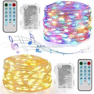  12 modos de música de Control remoto LED luces de cadena de 33 pies con 100 LEDs impermeable luces decorativas