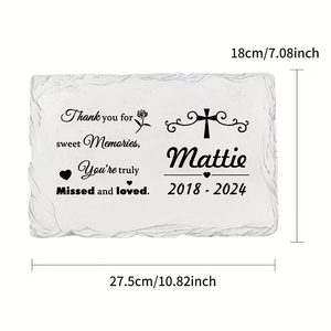 <span class=keywords><strong>Plaque</strong></span> commémorative personnalisée pour animaux de compagnie, souvenir gravé personnalisé, pierre en résine blanche avec motif de rose et de croix, cadeau de sympathie sincère - Product Image 6