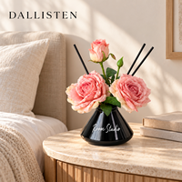 Diffuseurs de rose artificielle Dallisten avec vases en verre noir, parfum floral, décoration d'intérieur pour hôtel, chambre, mariage, vente en gros