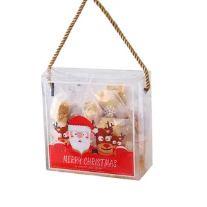 2023 منخفضة موك فارغة الفاخرة البلاستيك واضح PVC حلوى للأطفال يد البسكويت يد على شكل هدية مربع أكياس لعيد الميلاد