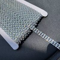Cadena de Diamantes de Plástico de Tres Filas, Tamaño 10, Ecológica, Cristal 3D, Adorno Brillante para Ropa, Manualidades DIY