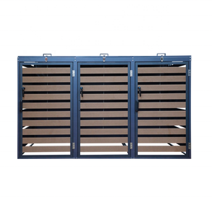 3-Door <strong>Garden</strong> Outdoor <strong>Storage</strong> Shed Waterproof Metal Waste <strong>Bin</strong> with Steel Cover for Furniture - Product Image 1