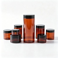 Pots cosmétiques en plastique ambré recyclé de 250 ml avec couvercles, forme ronde, pot à crème, couleur personnalisée, pots ronds en plastique de 8 oz