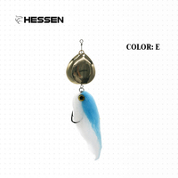 Vente en gros Leurre de pêche artificiel en métal, type cuillère rotative, avec effet œil de poisson 3D simulé, 14,5g, hameçon à plumes, pour la pêche au cabillaud, Hessen HSF008
