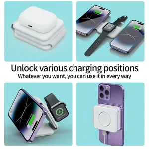 ใหม่ 3-in-1 Fast ไร้สายชาร์จสําหรับ Iphone Apple Watch พับชาร์จท่าเรือสําหรับ Airpods Pro iwatch
