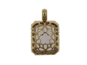 Handicraft <b>Emerald</b> Cut Amethyst <b>Pendant</b> 18K Yellow Gold Diamond Halo Elegant Fine Jewelry Gift For Ladies - Product Image 2