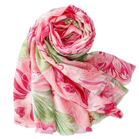 Pañuelo de Voile con Estampado Floral para Mujer, Personalizado con Logotipo, Ligero, con Sensación de Lino, Chal de Gasa, Envoltura con Flecos de Pestaña, Pareo de Playa, Venta al por Mayor