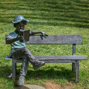 Decorazione da Giardino, Statua in Bronzo a Grandezza Naturale, Scultura di Insegnante con Bambini che Leggono, Design d'Arte Moderna - Product Image 2