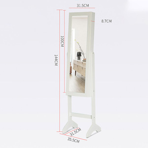 Özelleştirilmiş yatak odası dekoratif zemin ayakta ayna tekerlekler ahşap çerçeveli tam vücut ayna makyaj dolabı - Product Image 5