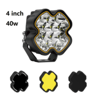 Feux de route LED cubiques 4 pouces 12V 24V pour véhicules, projecteur tout-terrain 4x4 40W avec DRL ambre et couvercles sur le dessus avant pour 4Runner RAV4 CR-V
