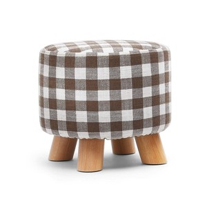 Dining Furniture Beech Wood Legs <strong>Footstools</strong> Wholesale Living Room Bedroom <strong>Patchwork</strong> Fabric Small <strong>Footstools</strong> - Product Image 4
