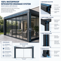 Pergola à lames orientables en aluminium robuste série E, intégrée toutes saisons, thermolaquée, étanche, testée pour la charge de neige, coulissante