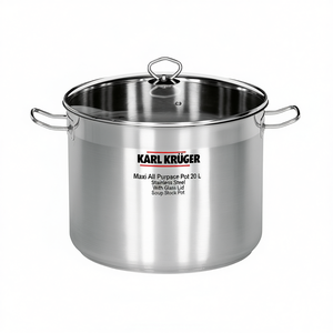 KARL KRGER Maxi All Purpose <b>Pot</b> 20 L Stainless Steel With Glass Lid <b>Soup</b> Stock <b>Pot</b> - Product Image 2