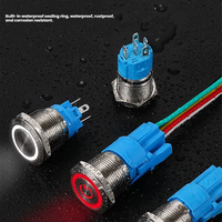 Interrupteurs à bouton étanches en laiton et acier inoxydable de 16 mm avec lumières LED - Contrôle industriel 10A (IP40/IP53/IP67)