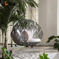 Fauteuil suspendu double moderne pour balcon et salon, style nid d'oiseau, avec cadre en rotin PE pour jardin