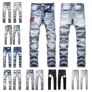 Calça <span class=keywords><strong>Jeans</strong></span> Masculina Amariy de Luxo Premium com Efeito Desgastado, Ajuste Slim, Denim Elástico e Bordado Cruzado - Coleção Designer <span class=keywords><strong>2026</strong></span> - Product Image 1