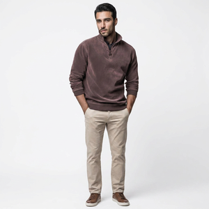 Wholesale Custom Hooded Half Zip Acid Washed Pullover 100% Cotton Men's Regular Fit <b>Mock</b> <b>Neck</b> Quarter Zipper Quick Dry - Product Image 1
