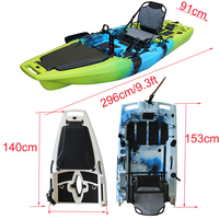 Kayak de loisirs Vicking 9 pieds à pédales, monoplace, en HDPE écologique, pour la pêche en mer, avec hélice, canoë modulaire