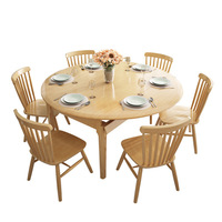 Ensemble table et chaises pliantes et extensibles en bois massif de luxe nordique, design moderne, mobilier de maison pour petits appartements, naturel