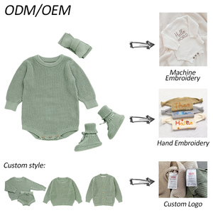 Vente en gros de vêtements en <span class=keywords><strong>crochet</strong></span> bandeaux chaussette chaussures unies tricotées pour garçons filles pulls pour bébés barboteuses - Product Image 6