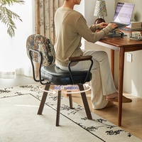 Chaise de bureau ergonomique minimaliste, convertible, réglable en hauteur, dossier pivotant, cuir PU, cadre en bois et acier, pour la maison/la chambre