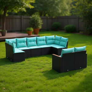 Ensemble de canapés de jardin en rotin d'extérieur 6 places, résistant aux intempéries, design contemporain pour la collection de meubles de patio et de jardin - Product Image 2