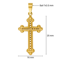 Colgante de Cruz Cristiana en Oro de 14K Tallado en Satén, Joyería Religiosa Elegante Unisex, Collar Fino Texturizado Hecho a Mano, J.J. BRAVO