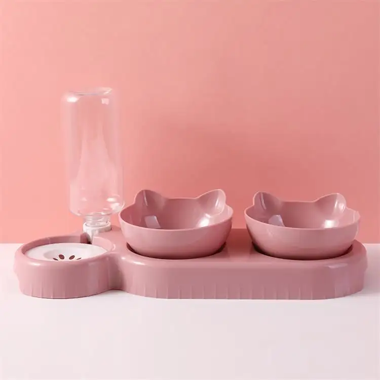 New Multi-function pet products dog cat plastic food water feeding bowl small plastic pet water bottle and bowl