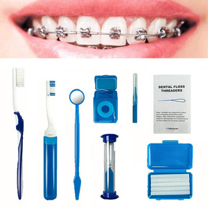 Kit de soins bucco-dentaires 8 pièces avec fil dentaire et brosse interdentaire pour appareils dentaires, usage domestique - Product Image 1
