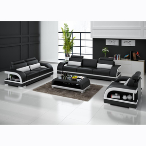1 + <span class=keywords><strong>2</strong></span> + 3 canapés de salon en cuir véritable canapé ensemble - Product Image 2