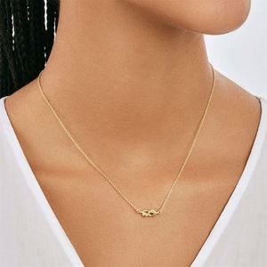 Collana con etichetta personalizzata in argento Sterling 925 minimalista collana all'ingrosso Charm Love Knot 18k oro figura otto Design collana - Product Image 5