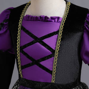 Disfraz de Princesa Bruja de Halloween Personalizable Oscuro, Vestido de Poliéster de Manga Larga con Patrón de Telaraña de Gasa para Niñas, Disfraz de Fiesta - Product Image 4