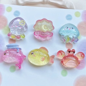 Breloques animaux marins scintillantes couleur chair, étoile de mer, petits poissons, poisson-bouffant, en résine, accessoires DIY, technique d'huile coulante pour sandales - Product Image 2