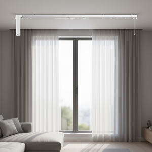 Sistema de riel de cortina eléctrica inteligente, 71-118 pulgadas, longitud ajustable, varilla motorizada, montaje en pared de techo remoto, controladores de cortina inteligentes - Product Image 2