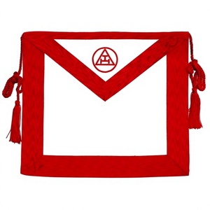 Delantal Masónico de Cuero del Arco Real con Logotipo Bordado, Cuentas Magnéticas, Borlas de Cuerda Roja, Estilo Clásico Personalizado para Promoción - Product Image 1