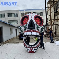 AIRART Modèle de crâne en sucre gonflable imprimé, Décoration gonflable de crâne pour Halloween et Jour des Morts en extérieur, Fourniture en gros