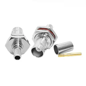 Conector reto sem solda para cabo coaxial CA240 LMR240 RG8X Belden 9258 RF tipo EZ BNC fêmea anteparo BH crimpagem