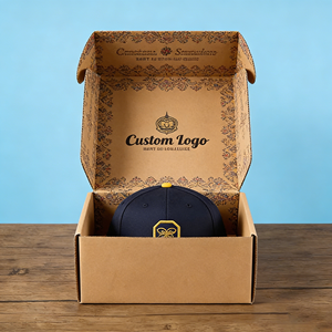 Caja de Cartón Kraft GoTop para Gorras de Béisbol con Estampado en Caliente y Diseño Floral Personalizado, Empaque Premium para Gorras - Product Image 1