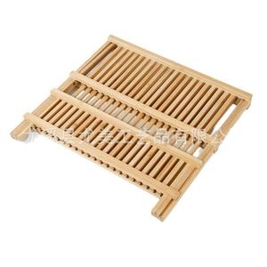 Wooden dish <b>rack</b>/drainer/rice dish organizer, double-layer small simple foldable bowl, chopsticks and <b>plate</b> storage <b>rack</b> for - Product Image 4