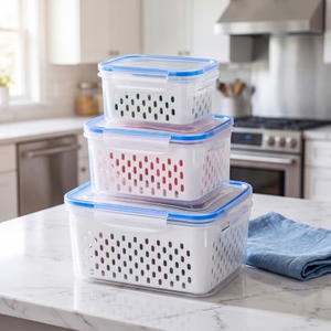 Caja de Almacenamiento con Drenaje, Caja Hermética para Refrigerador, con Sello de Silicona, para Frutas y Verduras - Product Image 2