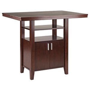 DB Albany <b>Walnut</b> High <b>Table</b> with Cabinet Elegant Dining Solution - Product Image 1