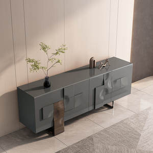 خزانة تلفزيون AJUNION بتصميم شمالي فاخر لغرفة المعيشة، إطار خشبي متعدد الطبقات مع أرجل معدنية، خزانة تلفزيون لشاشات حتى 70 بوصة مع درجين - Product Image 1