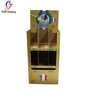 Op Maat Bedrukte Pop-Up Schoonmaak Product Display Rack Golfkartonnen Plank Wasmiddel Wasmiddel Vloer Displaystandaard Voor Markt