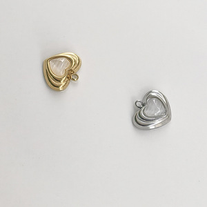 Pendentifs Cœur en Acier Inoxydable Or et Argent avec Incrustation Œil de Chat Sertie en Bezel pour Fabrication de Bijoux DIY, Accessoire Cadeau Unisexe - Product Image 3