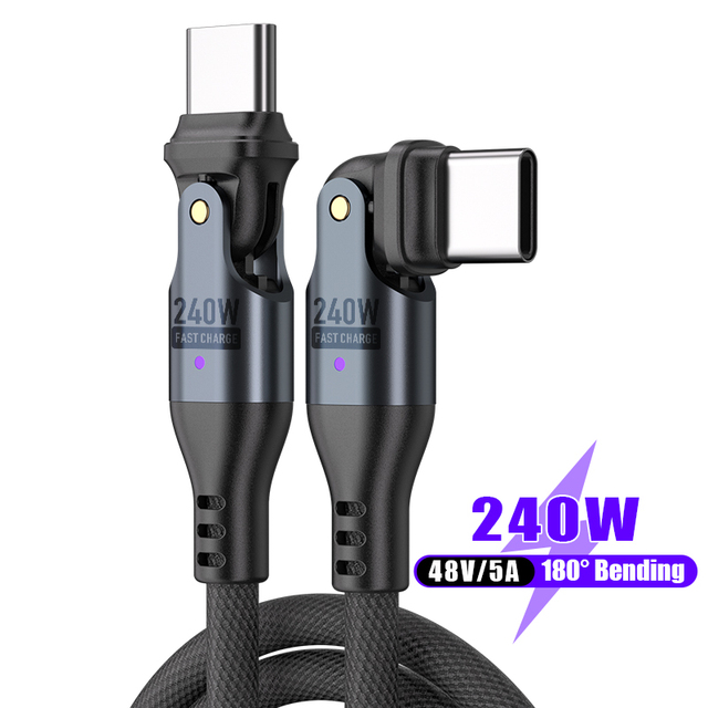 Youxg 240W USB C Cable Braided Aluminum USB2.0 480Mbps Type C to Type C Cable Fast Charging USB Cable