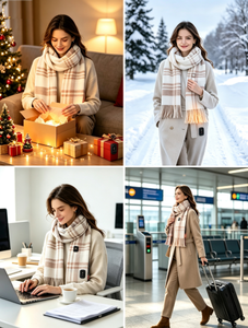 Écharpe chauffante en graphène pour l'hiver, alimentée par USB, contrôle de la température à 3 niveaux, chauffe-cou en flanelle lavable pour le ski en plein air, la randonnée et les déplacements - Product Image 5