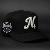 Casquette ajustée N Logo 3D brodée en relief pour hommes et femmes, noire, à visière plate, style streetwear, série originale, patch latéral, ajustable, nouveaux styles