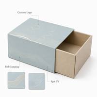 Boîte à tiroir rigide en kraft bleu avec logo personnalisé, boîte d'emballage pour tasse à thé en céramique, boîte pour tasse à café, ensemble cadeau de vaisselle à thé